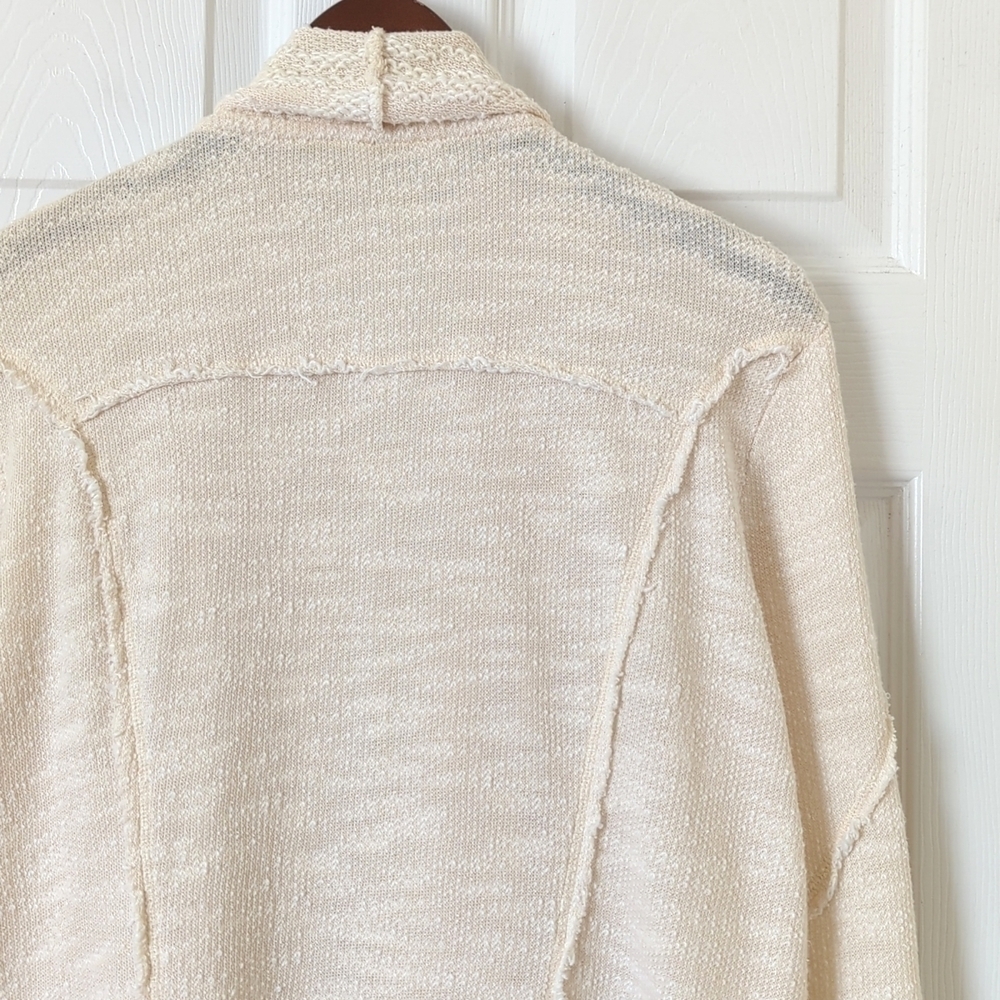 Free People In The Loop Boho Draped Open Front Knit Cardigan Sweater Cream XS - Picture 12 of 12